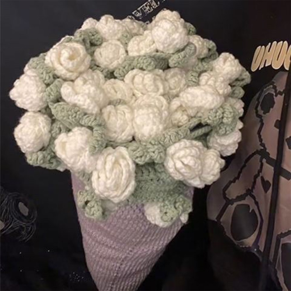 Woven Crocheted Rose Daisy Bouquet Blanket Unfinished Flower Bouquet Blanket DIY Craft Handmade: Red