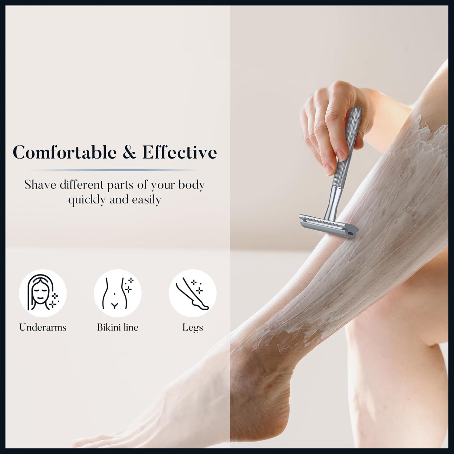 Dubbele rand veiligheidsscheermes voor mannen en vrouwen, metalen scheermes met 10 platina gecoate veiligheidsscheermesjes, milieuvriendelijk scheermes