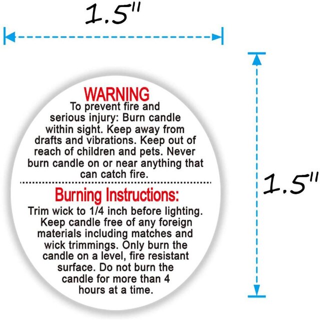 500pcs Candle Warning Label 3.8cm Sticker Waterproof Paper Candle Safety Label Sticker Bottle Jar Container Sticker: Default Title