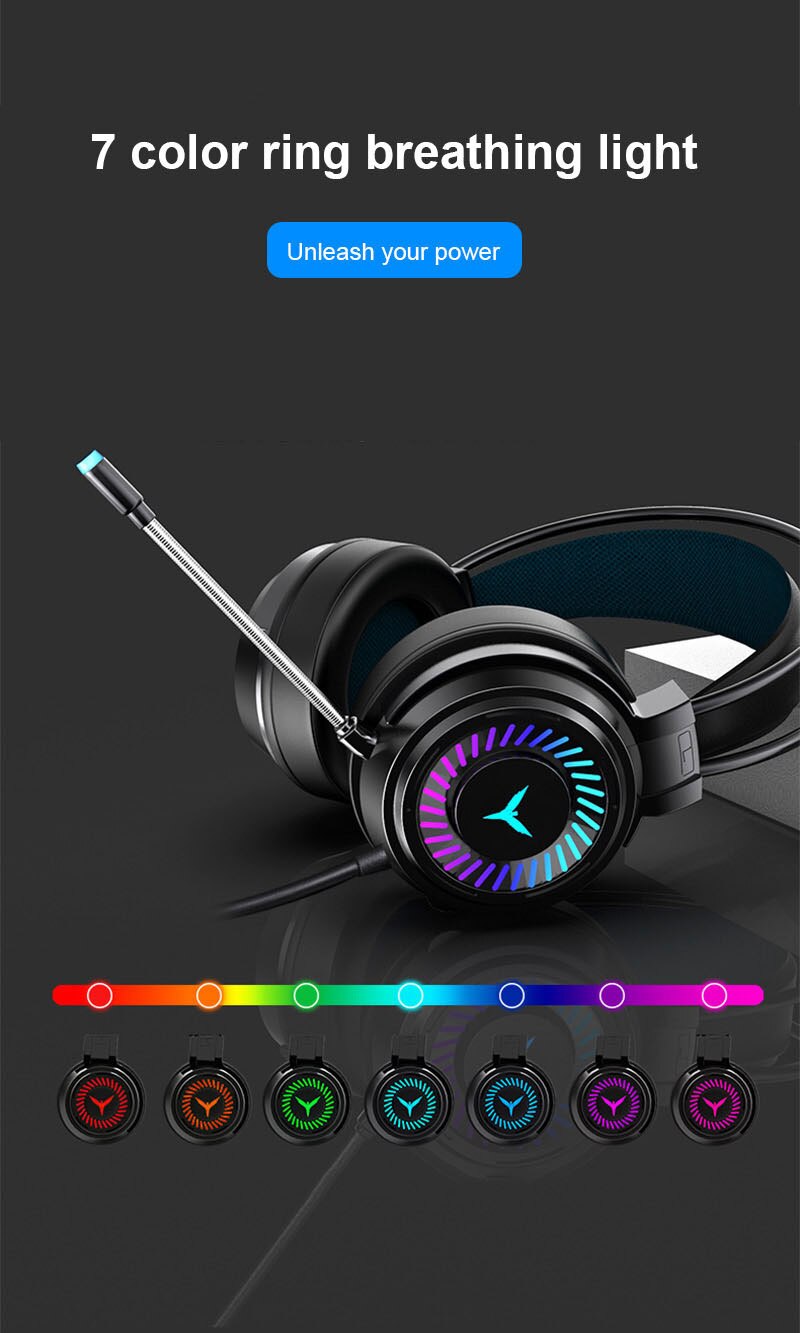 3.5mm Gaming Headset Colorful Circular Light Headphones 4D Stereo Bass Surround Earphone Noise-reducing Microphone For PC Laptop