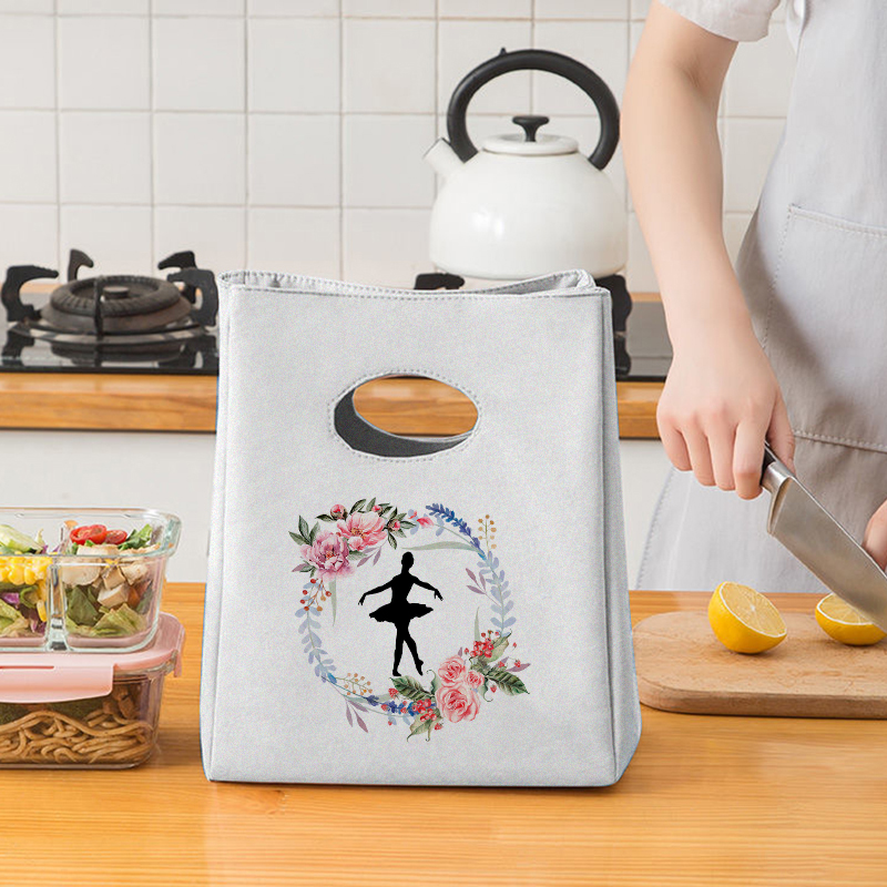 Ballet Geïsoleerde Canvas Picknick Lunch Tas Neutrale Geïsoleerde Folie Voedsel Opbergtas Draagbare Grote Capaciteit Tote Kids Lunch Tas: 9Ballet0011