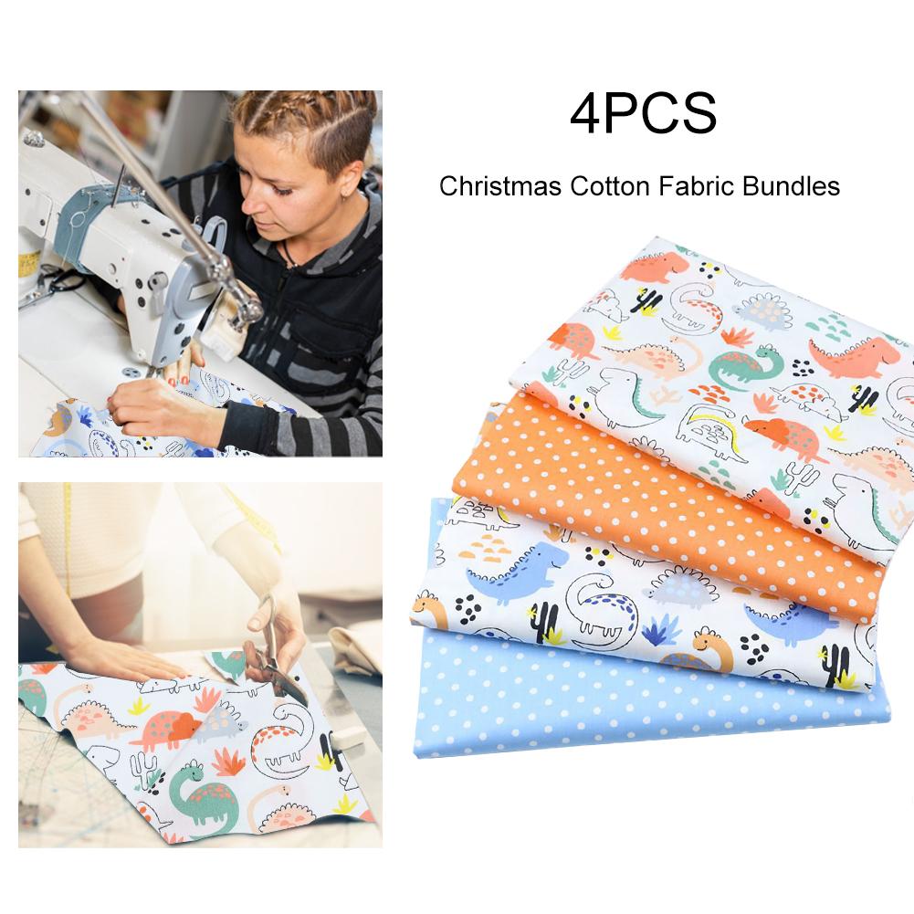 4 Uds tela con lunares estampados dibujos animados tela pequeña dinosaurio mano DIY Patchwork cama tela