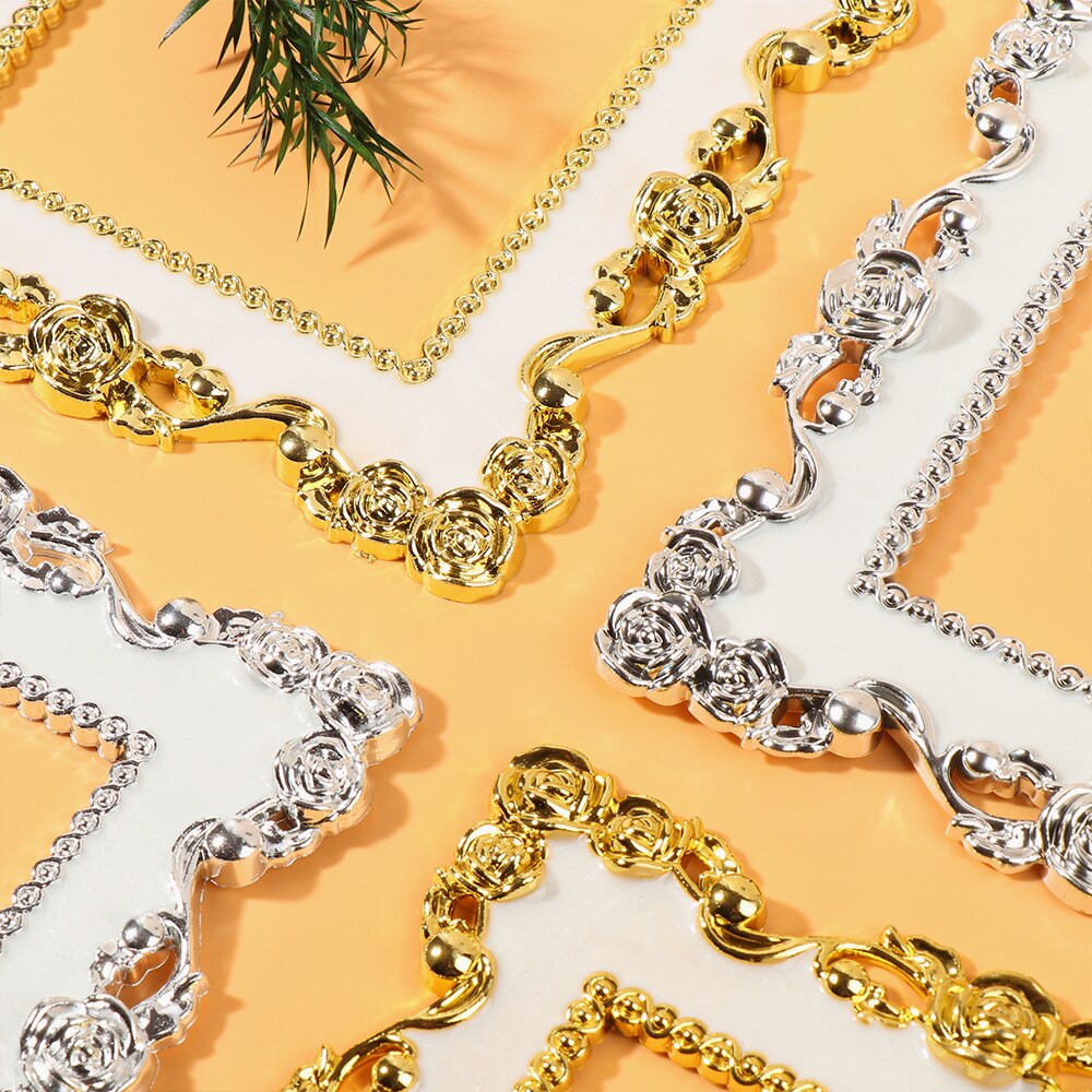 Rose Edge Light Switch Cover Gold Silver Resin Single and Double Surround Socket Frame Wall Sticker Switch Sticker