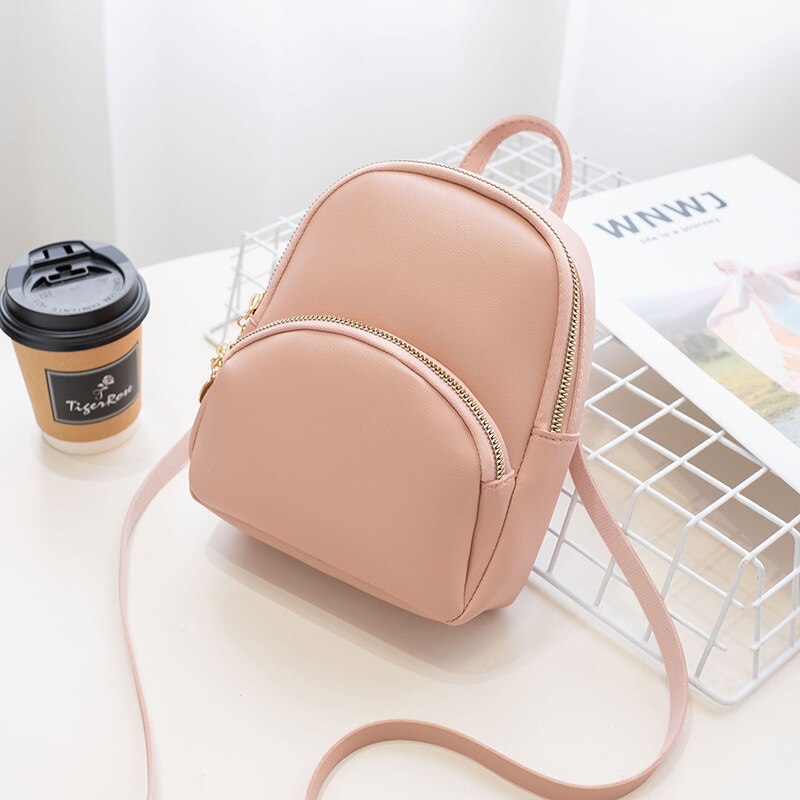 Bolsa de ombro de couro feminino para meninas adolescentes crianças multi-função pequeno bagpack feminino senhoras mochila escolar