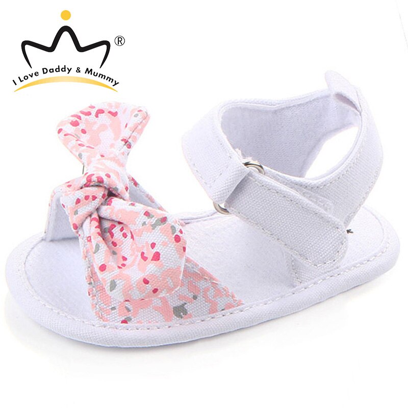 Zomer Leuke Bloemen Bows Baby Girl Sandalen Soft Cotton Antislip Pasgeboren Peuter Schoenen Prinses Meisjes Sandalen: 13-18 months