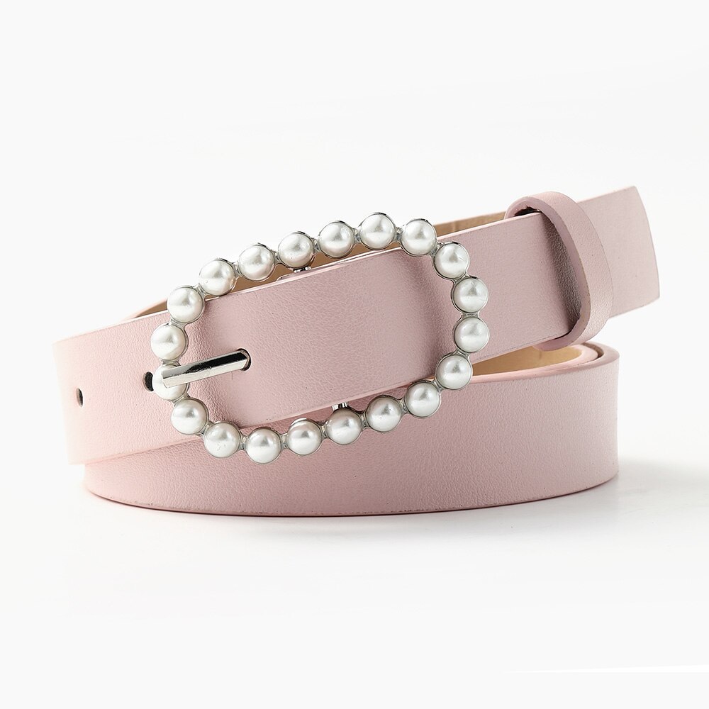 gorący sprzedaży panie dzikie perły pas modny pasek biodrowy ze sprzączką dżinsy sukienka paski: Różowy