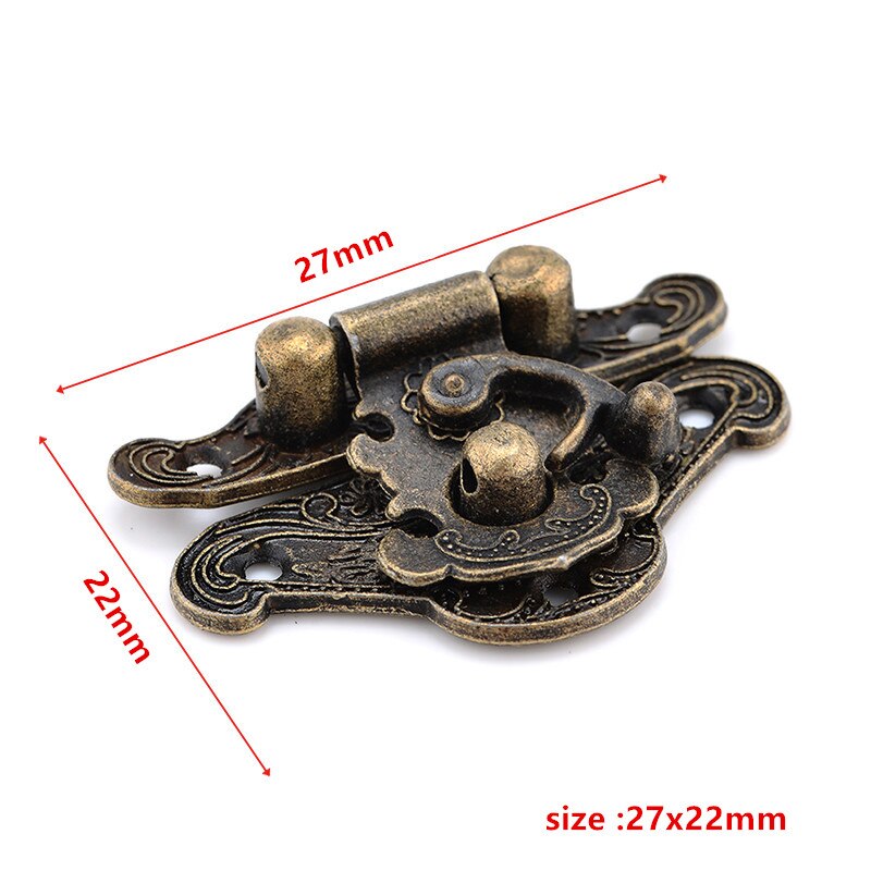 NAIERDI 1pc antiguo aldaba de bronce cierre de la cerradura para caja de madera del gabinete, hebilla de cierre para caja decorativo tamaño a 3: Small size
