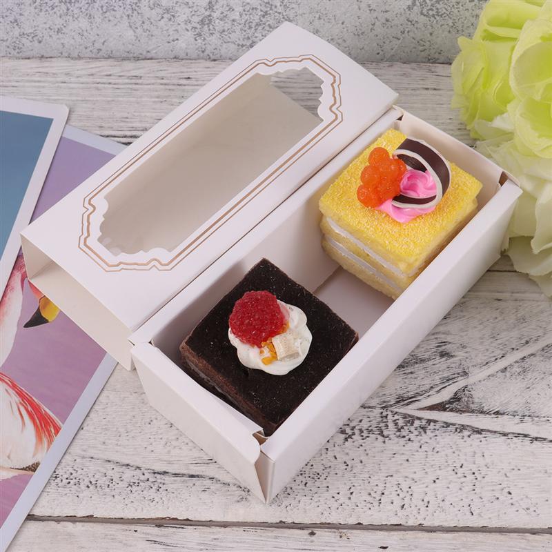 10 Pcs Baking Box White Card Paper Macaron Box Small Cookie Cake Dessert Party Packing Box With Clear Window