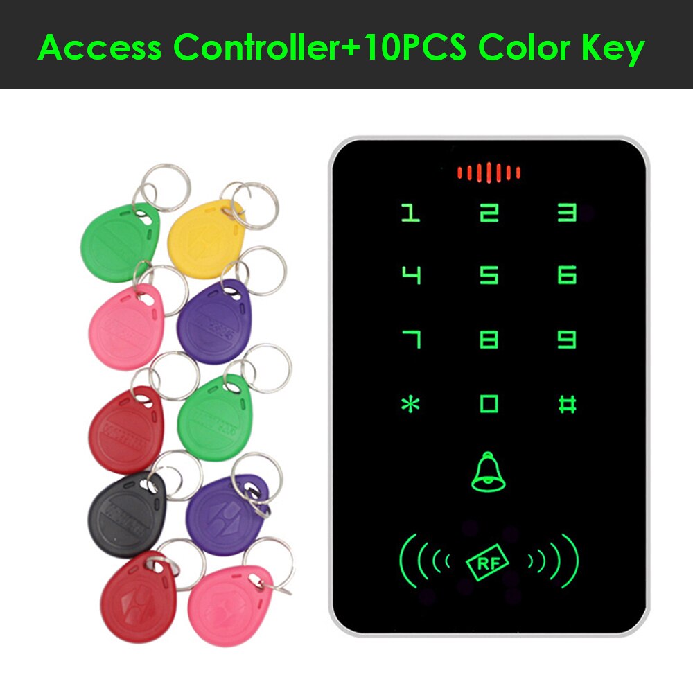 Backlight Wachtwoord Toetsenbord 125Khz Rfid Toegang Controlle Elektronische Toegang Lock Power Toegangscontrole Systeem Kit 1000 Gebruiker: AC and 10 PCS keys
