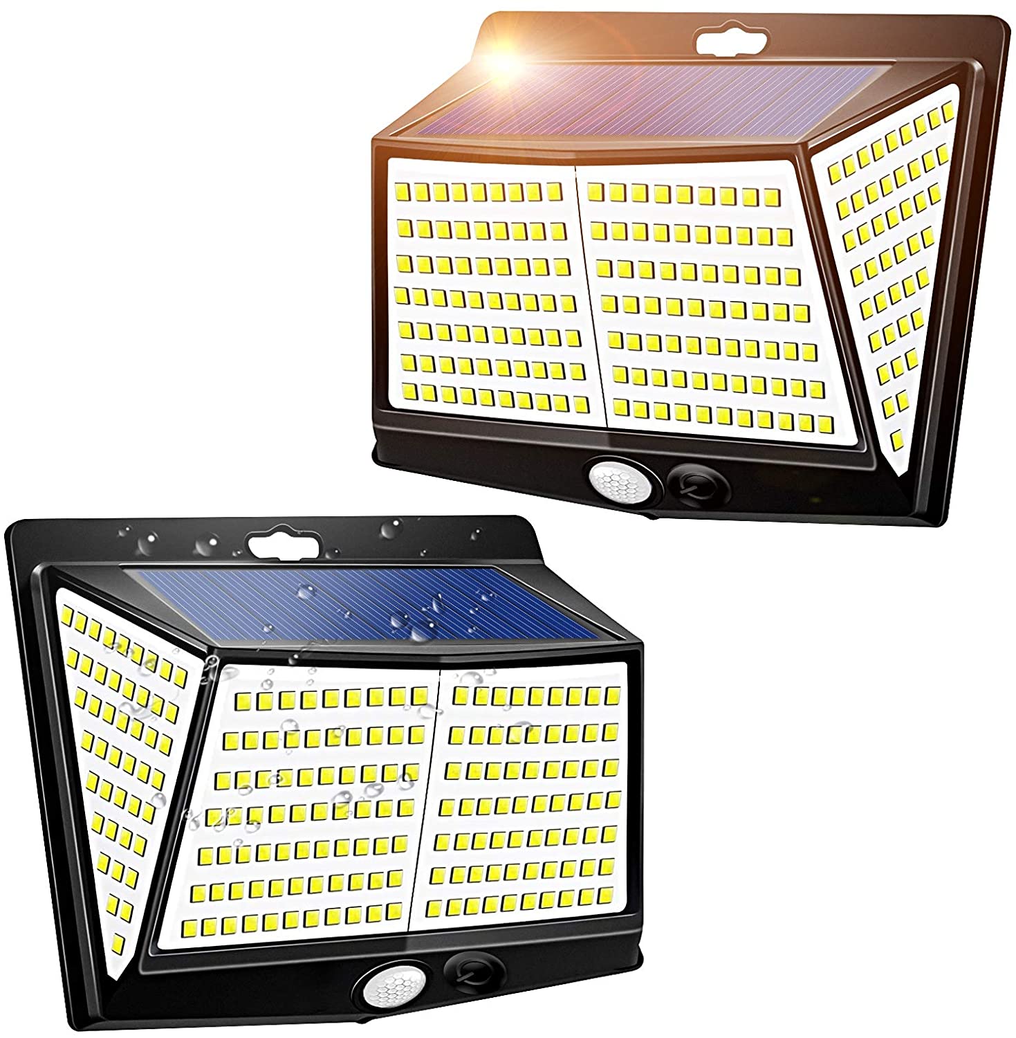 Claoner Solar Security Lights Outdoor 228led Motion Sensor Wall Lamps For Front Door, Backyard, Garage: 228LED-2PCS