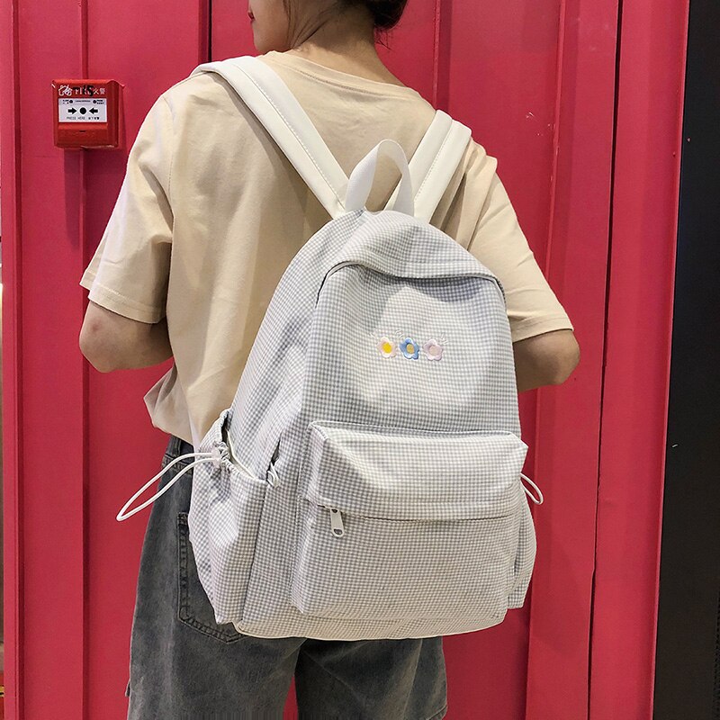 Dcimor Plaid Vrouwen Rugzak Vrouwelijke Borduurwerk Schooltas Voor Tiener Meisjes Rugzak Boekentas Mochilas