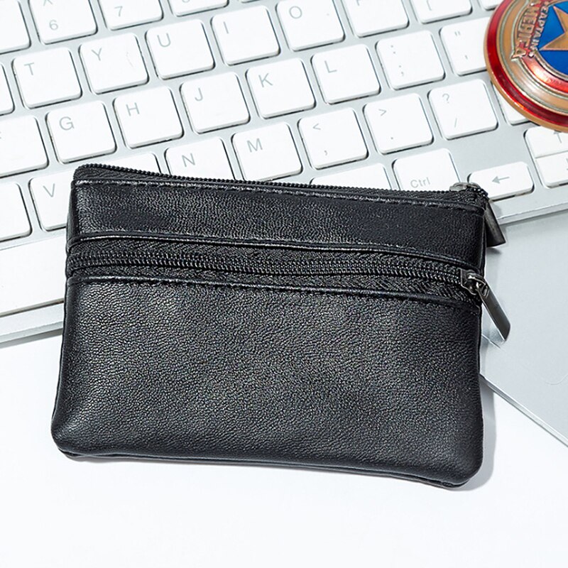 Mannen Vrouwen Lederen Portemonnee Portemonnee Kaart Coin Key Storage Case Soft Holder Zip Zwart Mini Coin Zakken Bag rits Zakje