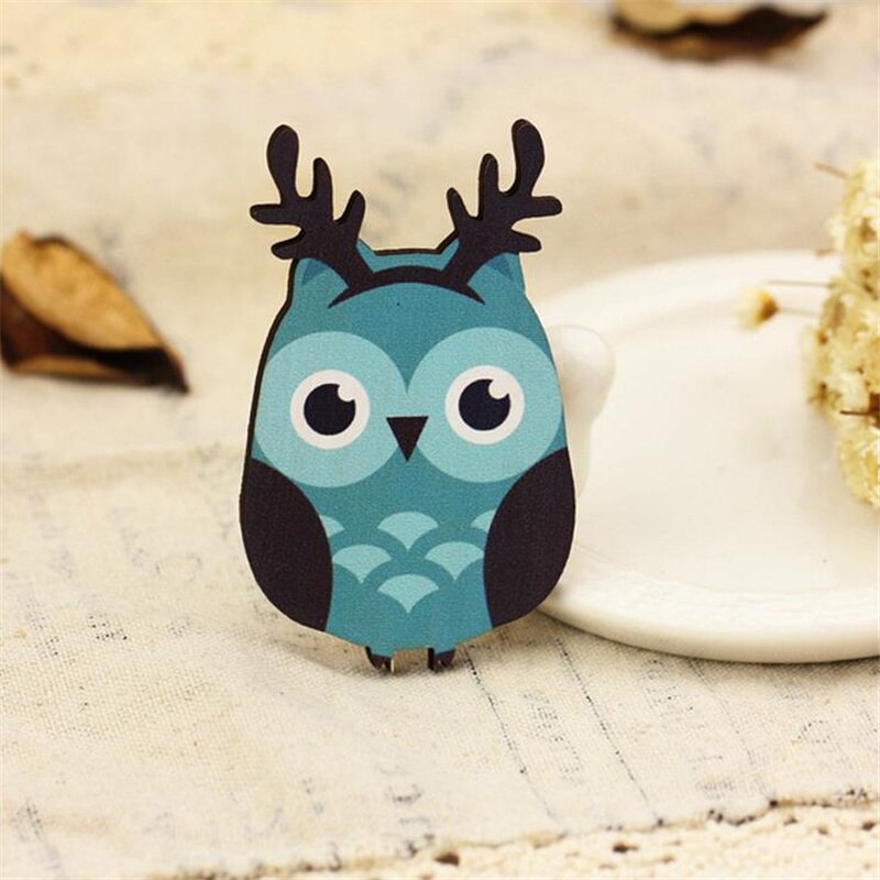 DoreenBeads Handgemaakte Houten Pin Broches Mooie Animal Uil Patroon Veiligheid Pin voor Trui Jas Sjaal Decor Kerst Accessoires