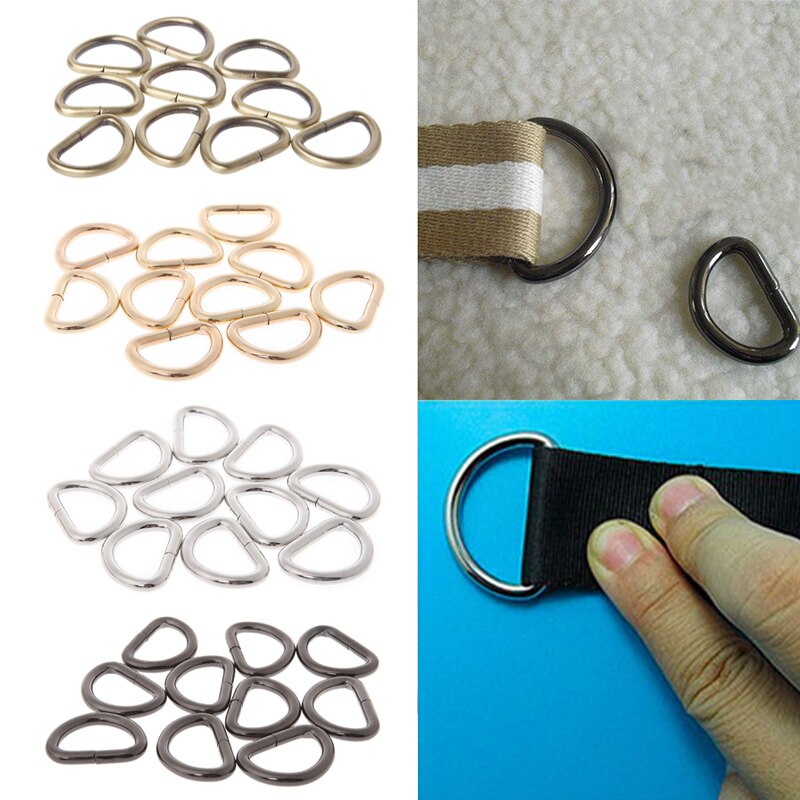 10 sztuk/partia 13/16/20/25mm D pierścienie pasek klamra wewnętrzna szerokość Metal półokrągłe w kształcie do torby pasek pas torebka DIY torba akcesoria