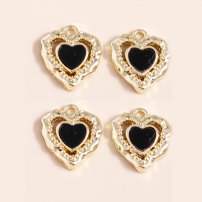 5 pezzi di perle d'imitazione cuore d'amore connettori pendenti per gioielli fai da te creazione di collane fatte a mano bracciali orecchini ciondoli artigianali: Color Oro puro