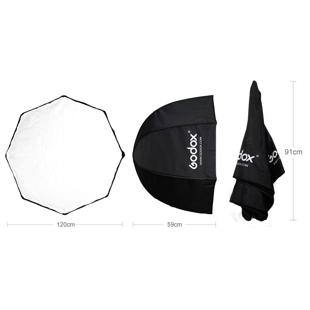 Godox 120 cm/47.2in octógono portátil Softbox Reflector suave paraguas Brolly para Flash estroboscópico de estudio