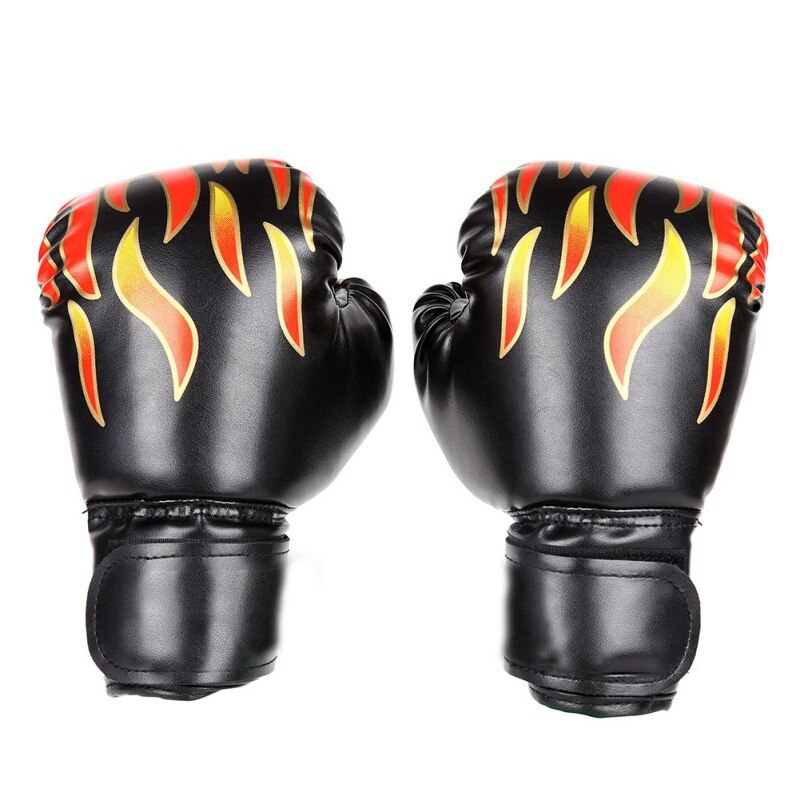 Guantes de cuero PU para niños y adultos, taekwondo, Sanda, Lucha, boxeo, partido, llama