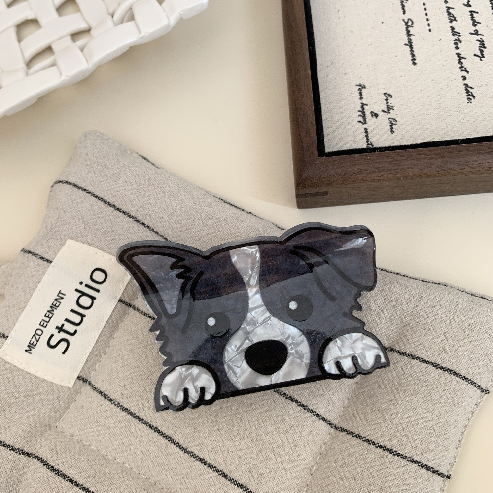 Lovely Acrylic Cartoon Dog Hair Claw Korean Style Puppy Schnauzer Crab Clip Cute Small Shark Clip Daily