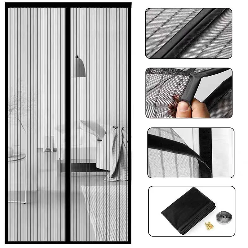 Magnetic Mosquito Net for Doors & Windows, Auto-Close Fly Screen, Ventilation Mesh, No Drill Easy Install
