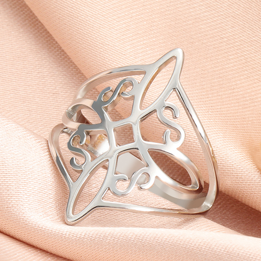 Dawapara Witch Knot Ring for Women Stainless Steel Celtis Knot Ring Witchcraft Amulet Pagan Wiccan Jewelry Valentine's Day: 9 / Silver