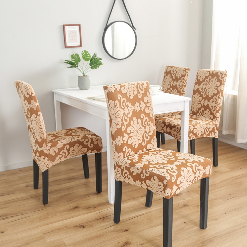Elastic Chair Cover Printed Removable Jacquard Slipcover Anti-dirty Dining Seat Cover Protector For Home Restaurant Hotel Office
