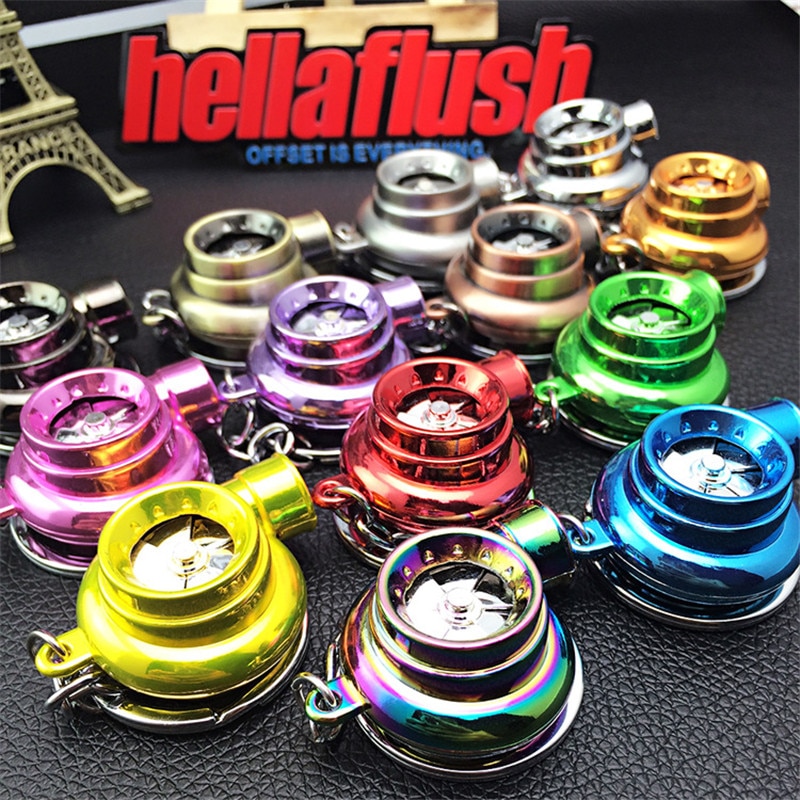 Mini Turbo Turbocharger Keychain Spinning Turbine Key Chain Ring Keyring With light Keyfob Car Keyring Car Interisor Accessorie