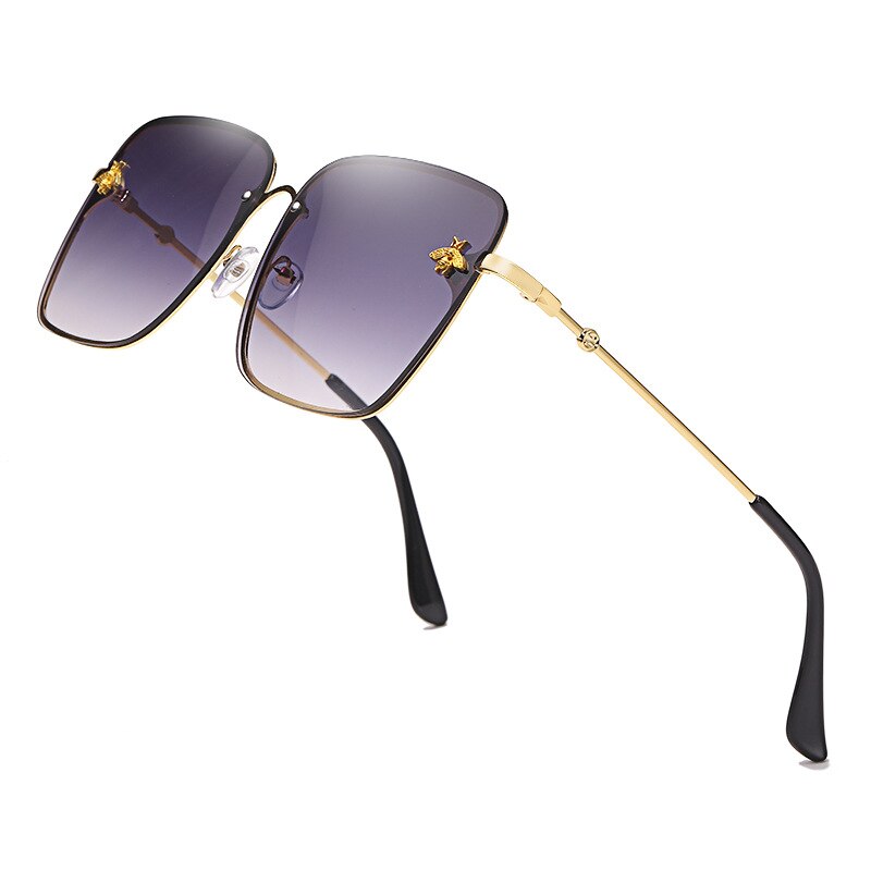Gafas de sol cuadradas de abeja sin montura para mujer y hombre, anteojos de sol femeninos de gran tamaño con gradiente de abeja, con UV400,