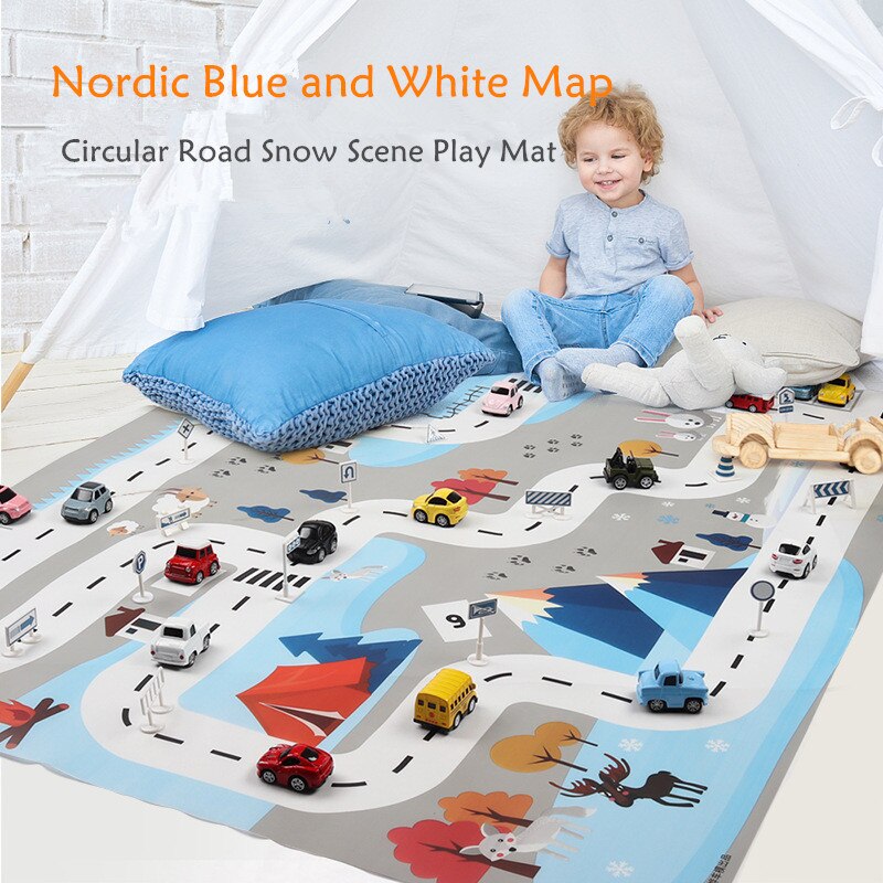 100*130 Cm Speelgoed Auto Mat Kaart Speelgoed Auto Box Kids Simulatie Stad Road Kaart Waterdichte Playmat Draagbare vloer Spelletjes