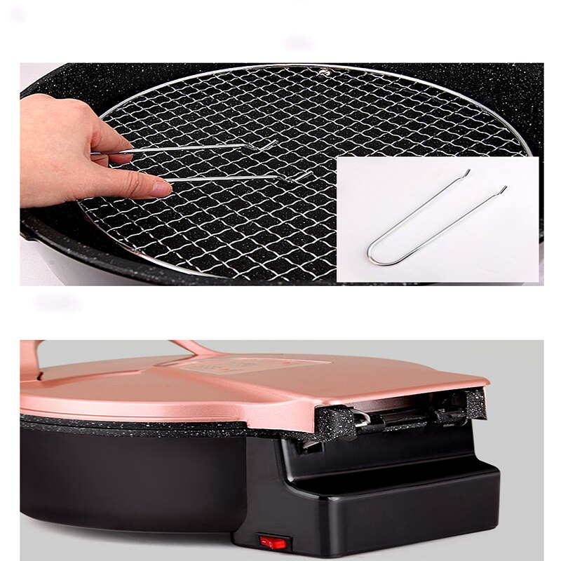Household Electric Multi Cooker Grills Oven Cooker Pot Multi-functional Smokeless Electric Roast Double Heating