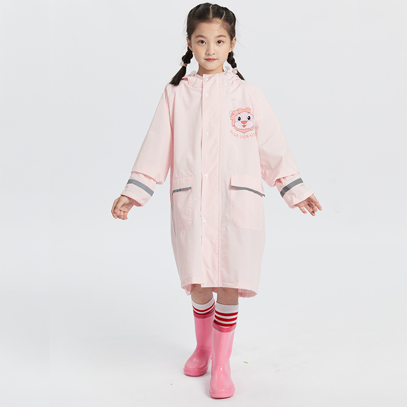 Poncho de pluie pour enfants, imperméable, coupe-vent épais, avec sac d&#39;école, pour garçons et filles: Rose / S