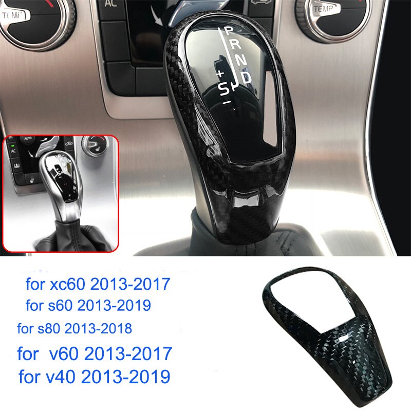 Für volvo S60 XC60 V60 V40 S80 S90 XC90 V90 Kohlenstoff faser aufbringen getriebe schalthebel einstellen getriebe griff Auto zubehör: Weiß