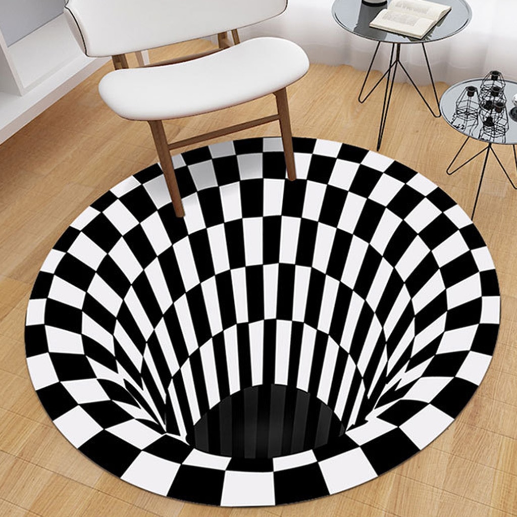 3D Rug Visual Illusion Rug Anti-Skid Area 3D Rug Dining Room Carpet 3D Carpet Floor Mat Area Rug Carpet for Living Room