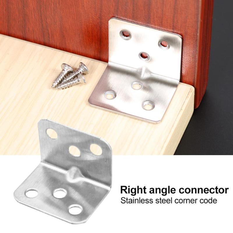 4pcs Stainless Steel Corner Code Right Angle Support Connector Fixing Plate