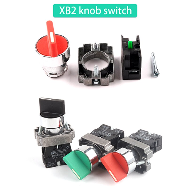 22mm XB2 Knob Switch 2/3 Position Self-Locking With Key Start Power Rotate Switch