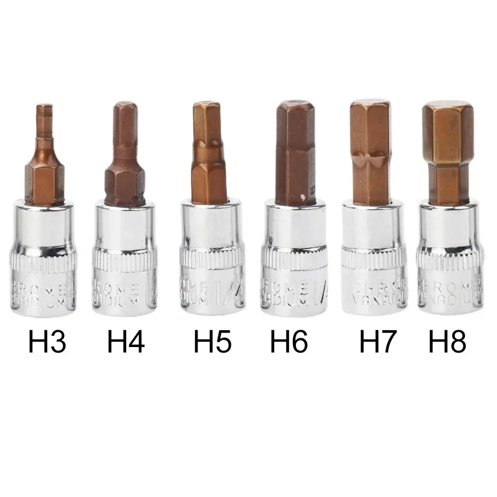 1/4 Inch Drive Hex Socket Bit Set 3mm 4mm 5mm 6mm 7mm 8mm schroevendraaier Bits Voor Inner Hex Socket Handgereedschap H3 H4 H5 H6 H7 H8