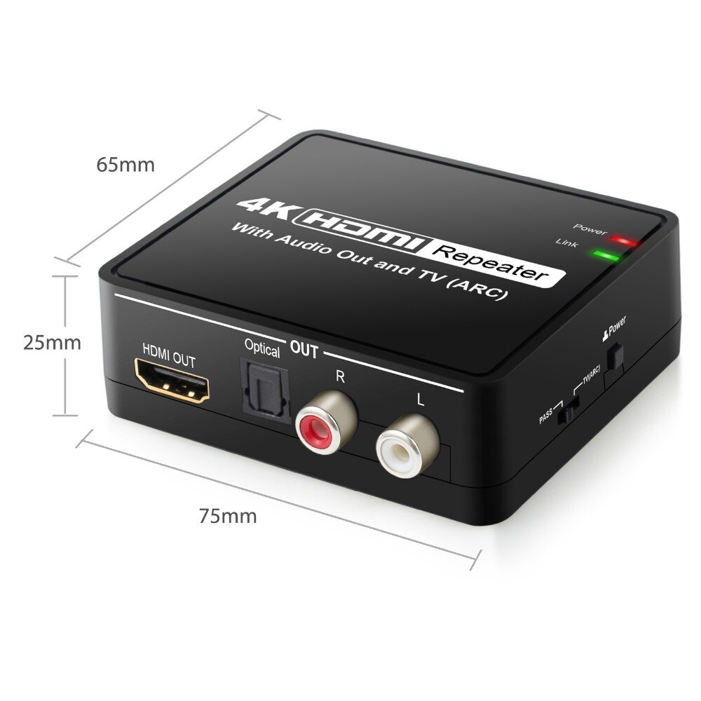 4K x 2K HDMI naar HDMI en Optische TOSLINK SPDIF + L/R Stereo Audio Extractor Converter met ARC Functie HDMI Audio Splitter