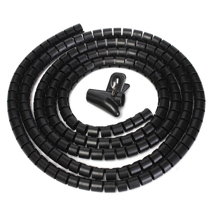 Organisateur de bandes de câbles PC TV | Enroulement spirale, ranger le fil, câble de ligne, clips fixateur attaches de porte 1m 10mm
