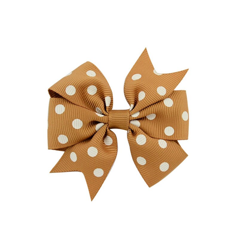 Polka Dot Grosgrain Lint Bows met Alligator Clip Kinderen Meisjes DIY Strikje Haarspelden Baby Haarspelden Hoofddeksels Haar Accessorises: 02 Khaki