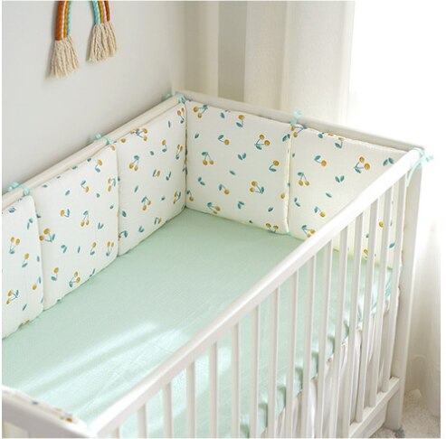 6 Stks/set Katoenen Baby Wieg Bed Bumpers Baby Anti-Collision Zachte Comfortabele Wasbare Pasgeboren Wieg Beddengoed Protector: Cherry