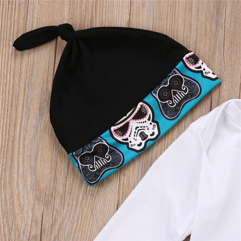 CANIS-Conjunto de ropa navideña para niños pequeños, Tops de dibujo Niño, mono pantalones gorro, 3 uds.,