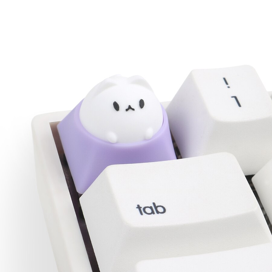 Keycap Hammer Bubble Cat Artisan, Compatible con interruptores Cherry MX, negro, amarillo, verde, azul, rojo, rosa, para teclados mecánicos: purple white