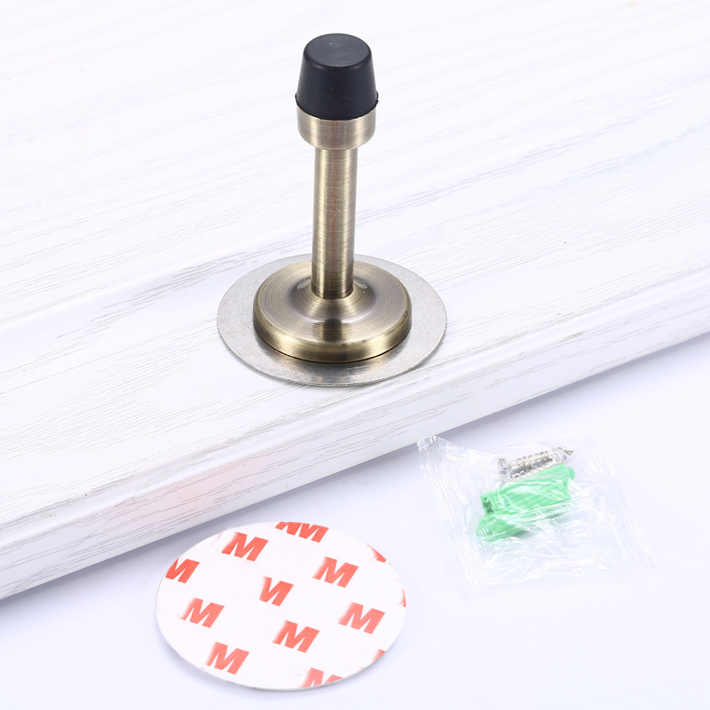 Stainless Steel Door Stops Wall Mounted Door Stopper Rubber Holder Catch Floor Fitting With Screws Bedroom Home Hardware: Stickers-GB