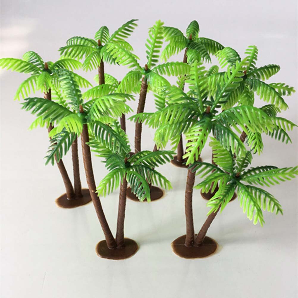 1 Set Plastic Coconut Palm Tree Miniature Plant Pots Bonsai Craft Micro Landscape DIY Decor Artificial Coconut Tree Decor Cake