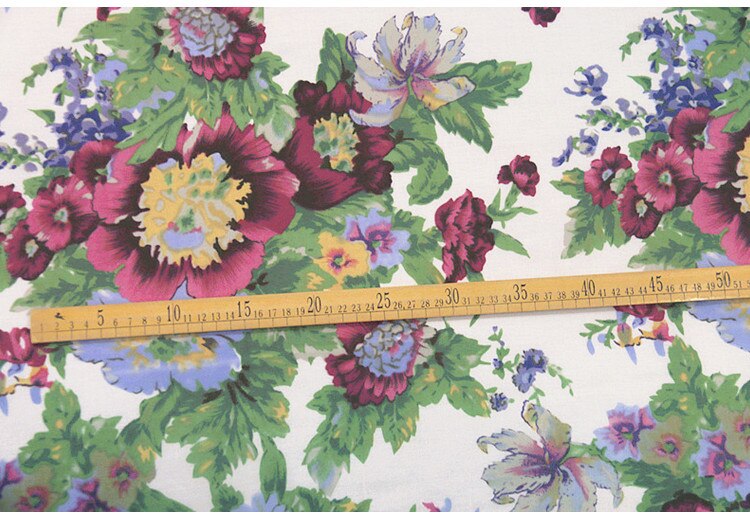 estampado grande floral colorido seda algodón tela estampado real 13momme 136cm ancho, SCT105