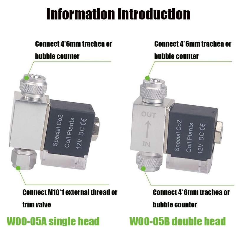 ZRDR CO2 solenoid valve regulator 110v-220v low temperature CO2 solenoid valve, fish tank fish valve DC DC12V single double head