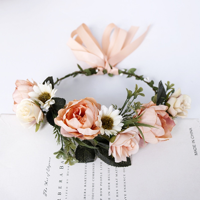 Boheme brud krans iført blomsterkrans indretning bryllup hovedbeklædning sød strand turisme ornamenter festartikler hår indretning