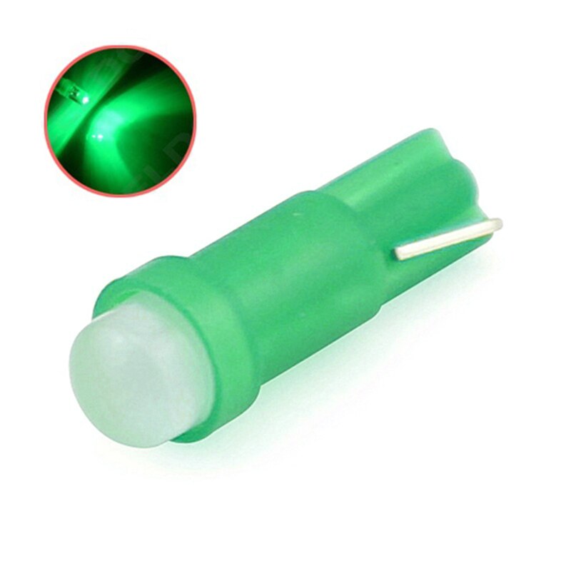 10 stk auto ledet pære  t5 1 smd bil kolbe instrument lys indikator pære auto bil tilbehør interiør lys hette lys plast lampe: Grønn