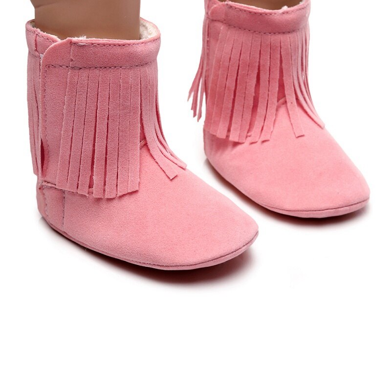 Baby Snow Boots Newborn Baby Girl Boy Kids Solid Fringe Shoes Infant Toddler Soft Soled Anti-slip Boots 0-24M