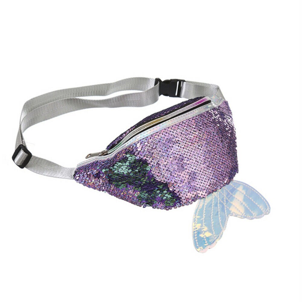 Waist Bag Sequins Mermaid Wallet Purses Chest Pack Travelling Mobile Phone Bag: Purple