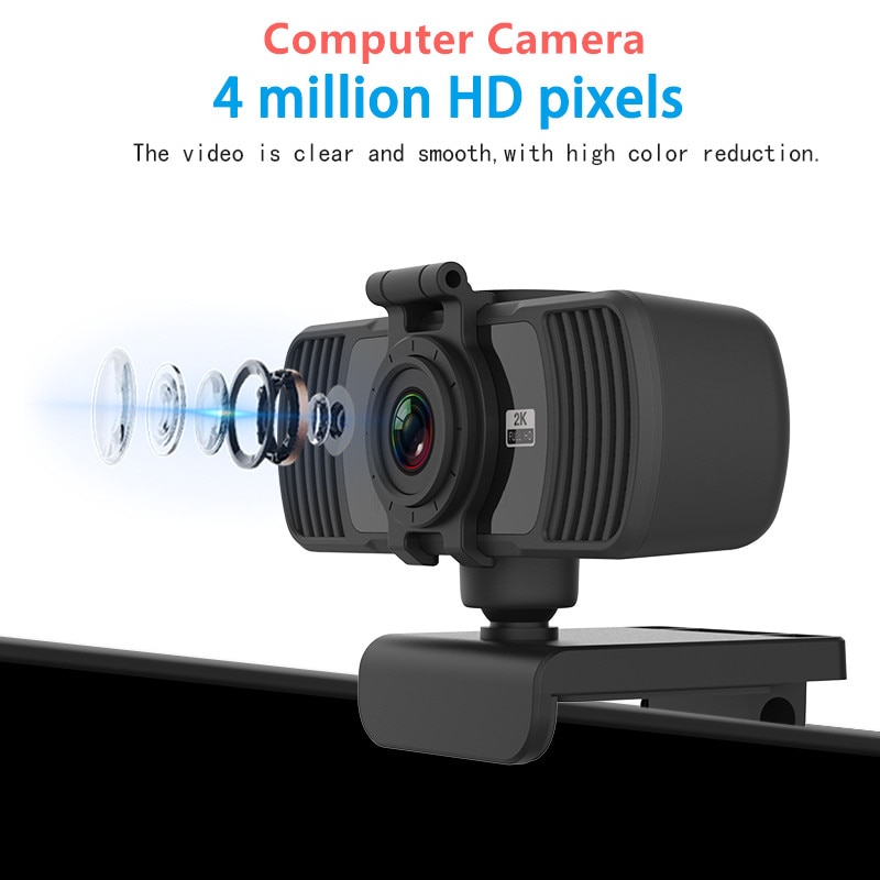 Webcam d'ordinateur avec Microphone intégré 2K Full HD No 1080P grand écran vidéo travail maison accessoires USB Web caméra pour PC Linux